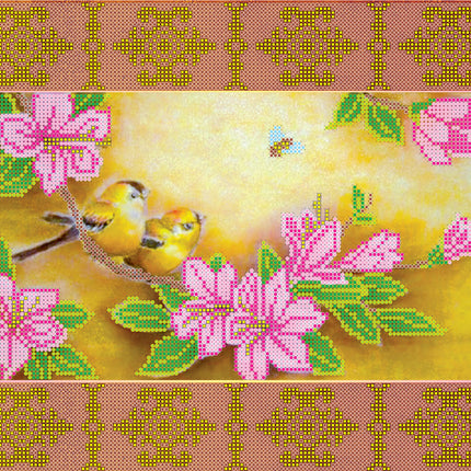 Canvas for bead embroidery "Spring Blooms" 11.8"x10.2" / 30.0x26.0 cm