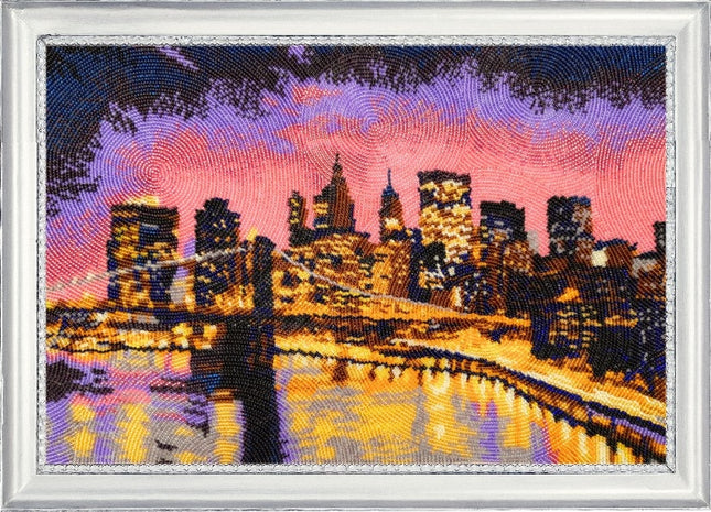Bead DIY Embroidery Kit "New-York at Night" 14.6"x9.8"/ 37.0x25.0 cm