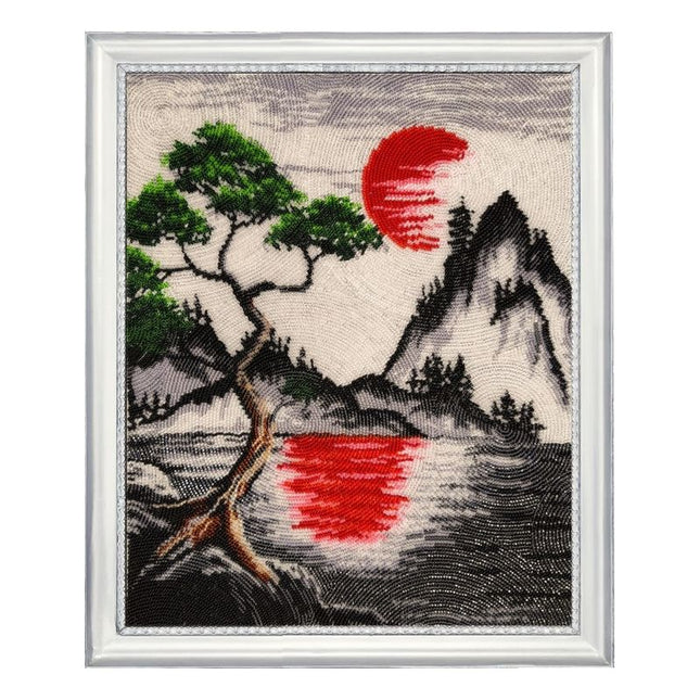 Bead DIY Embroidery Kit "Red Sun" 13.4"x10.6"/ 34.0x27.0 cm