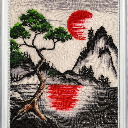 Bead DIY Embroidery Kit "Red Sun" 13.4"x10.6"/ 34.0x27.0 cm