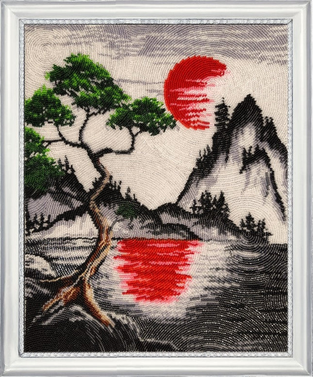 Bead DIY Embroidery Kit "Red Sun" 13.4"x10.6"/ 34.0x27.0 cm