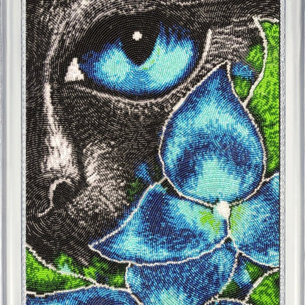 DIY Bead Embroidery Kit "Cat Noir" 13.8"x10.2" / 35.0x26.0 cm