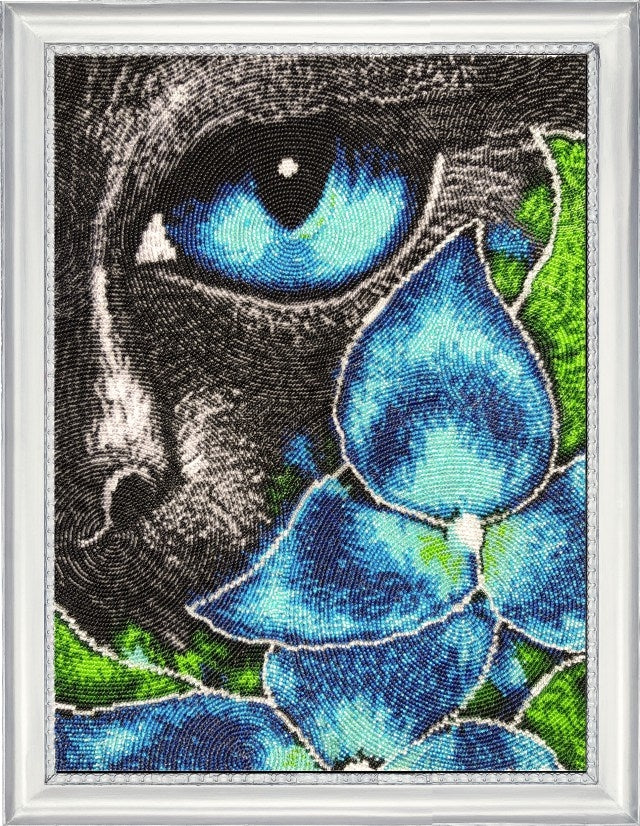 DIY Bead Embroidery Kit "Cat Noir" 13.8"x10.2" / 35.0x26.0 cm