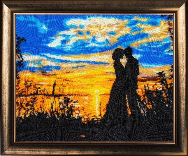 DIY Bead Embroidery Kit "Date at the Sunset" 11.0"x13.4" / 28.0x34.0 cm