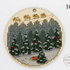 DIY Cross stitch kit on wood "Winter Forest" D 3.7 in / D 9.5 cm