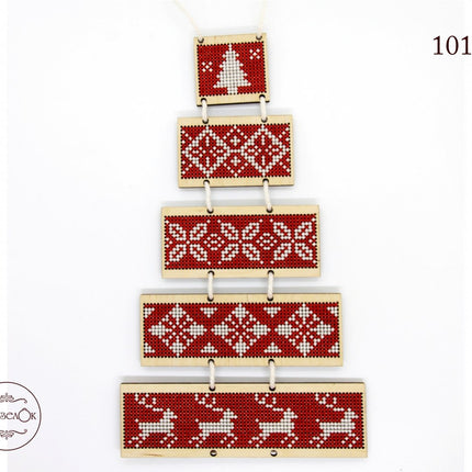 DIY Cross stitch kit on wood "Scandinavian Tree" 7.9 in / 20 cm
