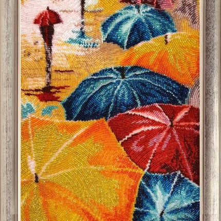 DIY Bead Embroidery Kit "Jolly Umbrellas" 15.4"x9.1" / 39.0x23.0 cm
