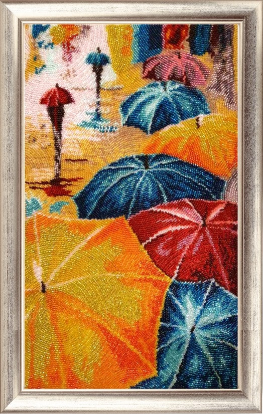 DIY Bead Embroidery Kit "Jolly Umbrellas" 15.4"x9.1" / 39.0x23.0 cm