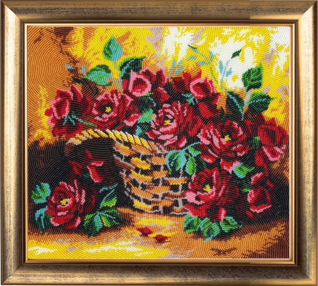 DIY Bead Embroidery Kit "Sunny Roses" 11.0"x12.2" / 28.0x31.0 cm