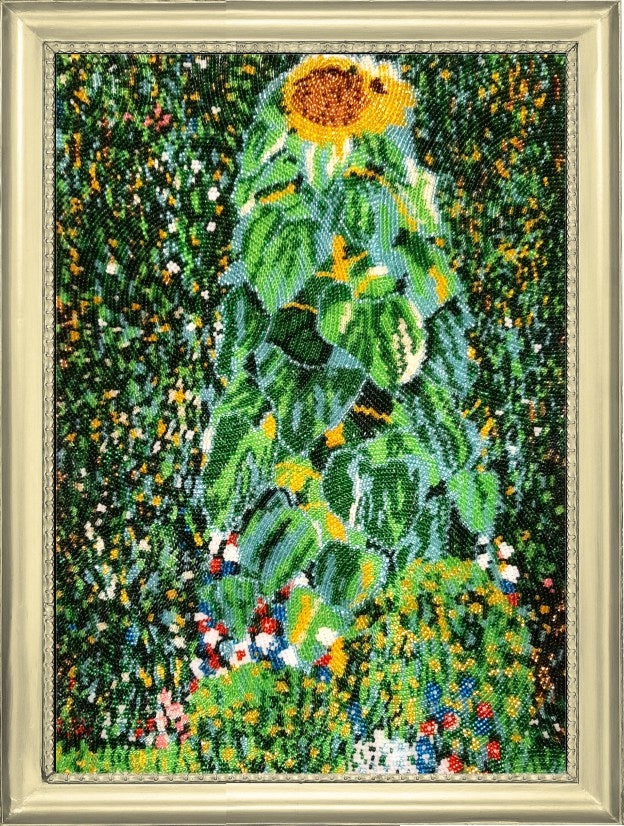 DIY Bead Embroidery Kit "Sunflower after G. Klimt" 14.2"x10.2" / 36.0x26.0 cm