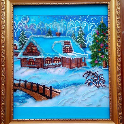 Canvas for bead embroidery "Christmas Eve" 7.9"x7.9" / 20.0x20.0 cm