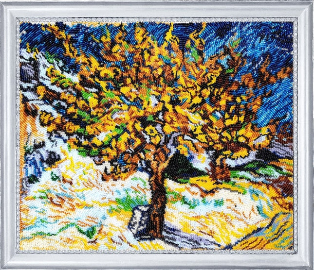 Bead DIY Embroidery Kit "Mulberry Tree (after V. Van Gogh)" 10.6"x12.6"/ 27.0x32.0 cm