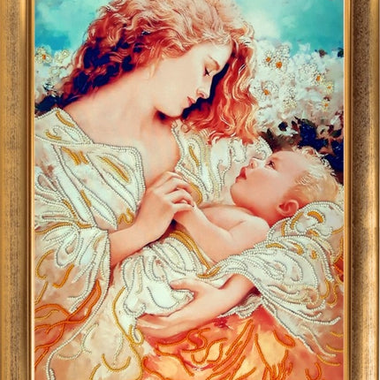 DIY Bead Embroidery Kit "Mother's Fun" 14.6"x10.2" / 37.0x26.0 cm