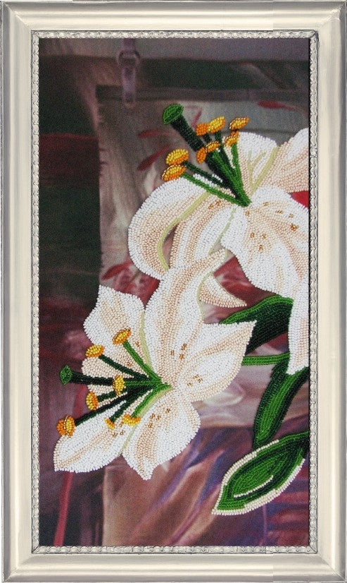 DIY Bead Embroidery Kit "Lily" 14.6"x7.9" / 37.0x20.0 cm