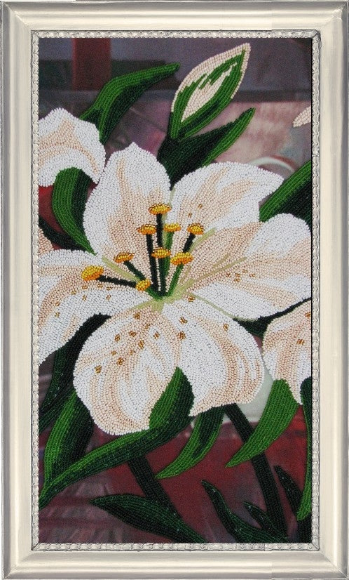 DIY Bead Embroidery Kit "Lily" 14.6"x7.9" / 37.0x20.0 cm