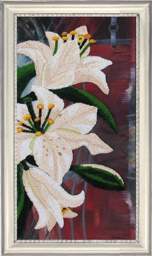 DIY Bead Embroidery Kit "Lily" 14.6"x7.9" / 37.0x20.0 cm