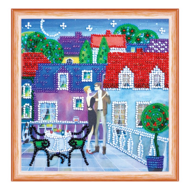 DIY Bead Embroidery Kit "Table for two"  5.9"x5.9" / 15.0x15.0 cm