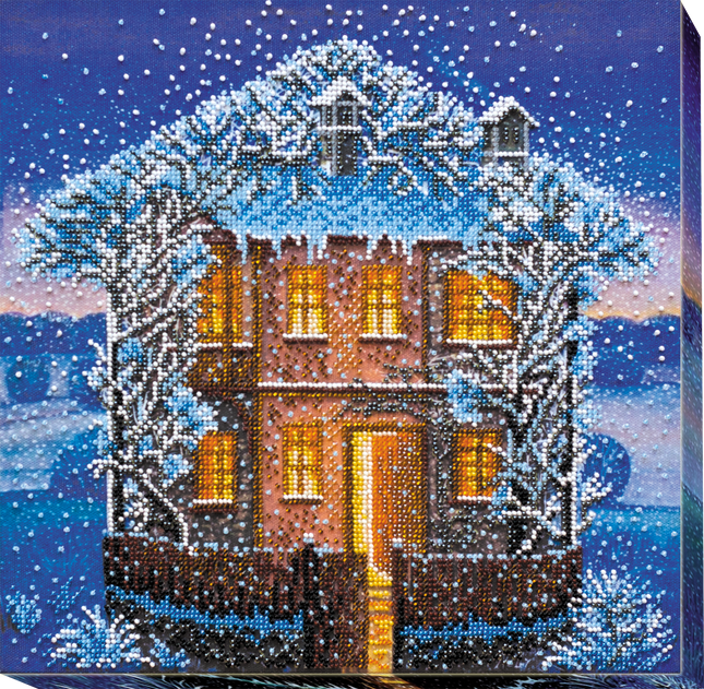 DIY Bead Embroidery Kit "Winter night" 11.8"x11.8" / 30.0x30.0 cm