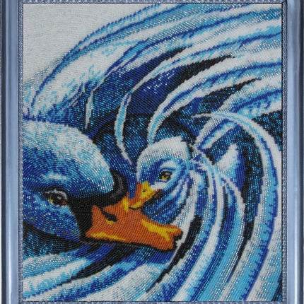DIY Bead Embroidery Kit "Swan Tenderness" 11.8"x10.2" / 30.0x26.0 cm