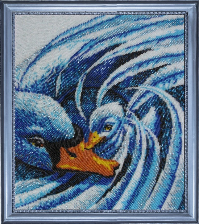 DIY Bead Embroidery Kit "Swan Tenderness" 11.8"x10.2" / 30.0x26.0 cm