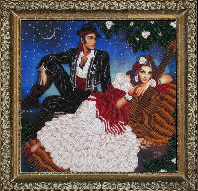 DIY Bead Embroidery Kit "Night Serenade" 10.2"x10.6" / 26.0x27.0 cm