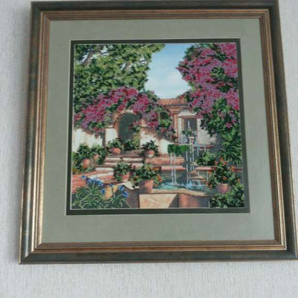 Canvas for bead embroidery "Patio Garden" 11.8"x11.8" / 30.0x30.0 cm
