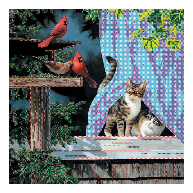 Canvas for bead embroidery "Talkers" 11.8"x11.8" / 30.0x30.0 cm