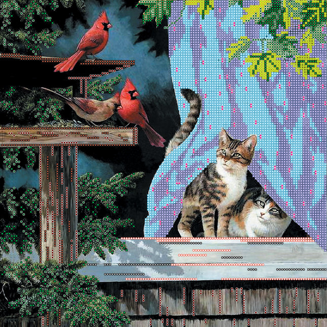 Canvas for bead embroidery "Talkers" 11.8"x11.8" / 30.0x30.0 cm