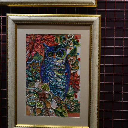 DIY Bead Embroidery Kit "Smart eagle owl" 11.8"x17.7" / 30.0x45.0 cm