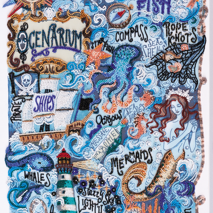 DIY Bead Embroidery Kit "Secrets of the ocean" 12.2"x16.5" / 31.0x42.0 cm