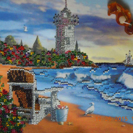 Canvas for bead embroidery "Lighthouse" 7.9"x7.9" / 20.0x20.0 cm