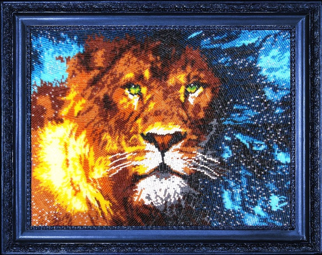DIY Bead Embroidery Kit "The King of Animals" 9.8"x13.0" / 25.0x33.0 cm