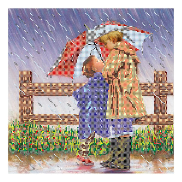 Canvas for bead embroidery "Under the Umbrella" 11.8"x11.8" / 30.0x30.0 cm