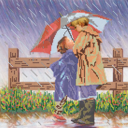Canvas for bead embroidery "Under the Umbrella" 11.8"x11.8" / 30.0x30.0 cm