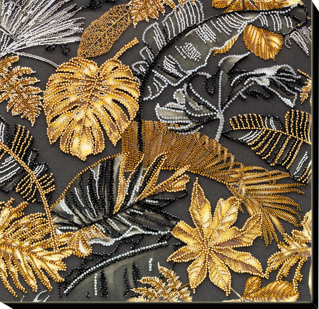 DIY Bead Embroidery Kit "Golden Tropics" 11.8"x11.8" / 30.0x30.0 cm