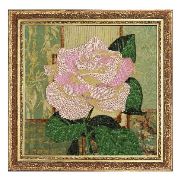 DIY Bead Embroidery Kit "White Rose" 7.5"x7.5" / 19.0x19.0 cm