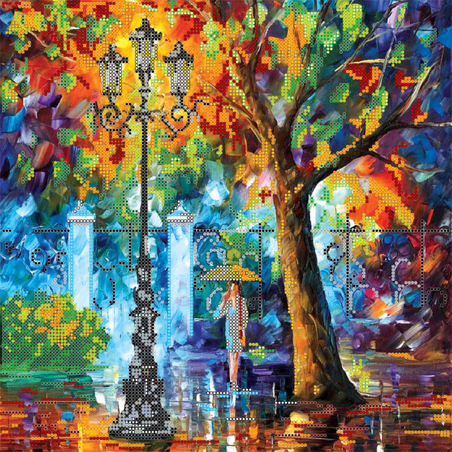 Canvas for bead embroidery "Evening Promenade" 11.8"x11.8" / 30.0x30.0 cm