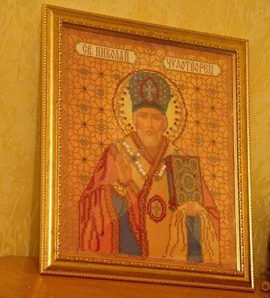 DIY Bead Embroidery Kit "St. Nicholas the Miracle" 11.0"x13.0" / 28.0x33.0 cm