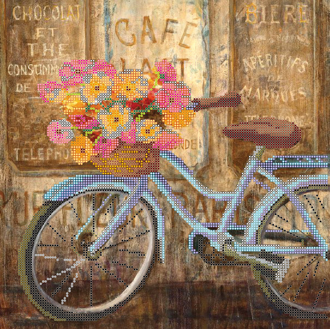 Canvas for bead embroidery "Summer Trip" 11.8"x11.8" / 30.0x30.0 cm