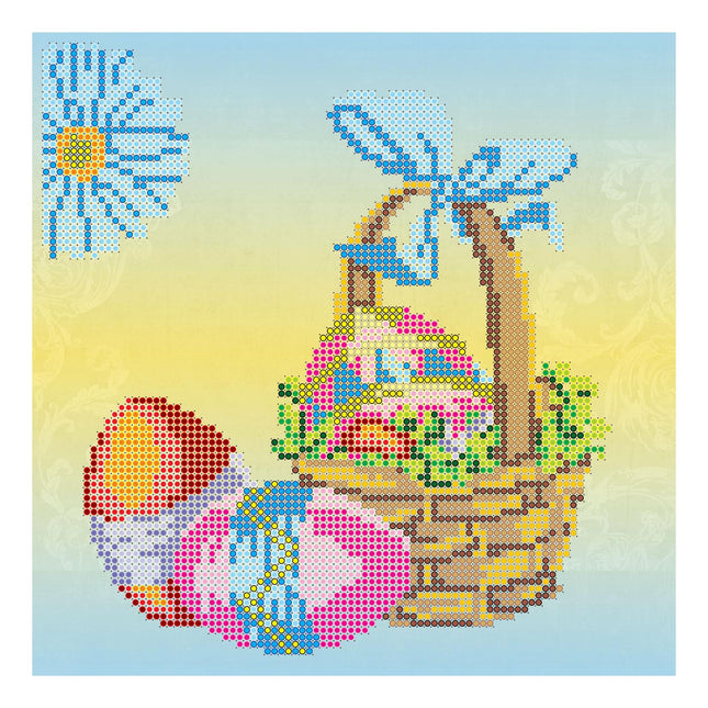 Canvas for bead embroidery "Easter Basket" 7.9"x7.9" / 20.0x20.0 cm