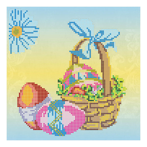 Canvas for bead embroidery "Easter Basket" 7.9"x7.9" / 20.0x20.0 cm