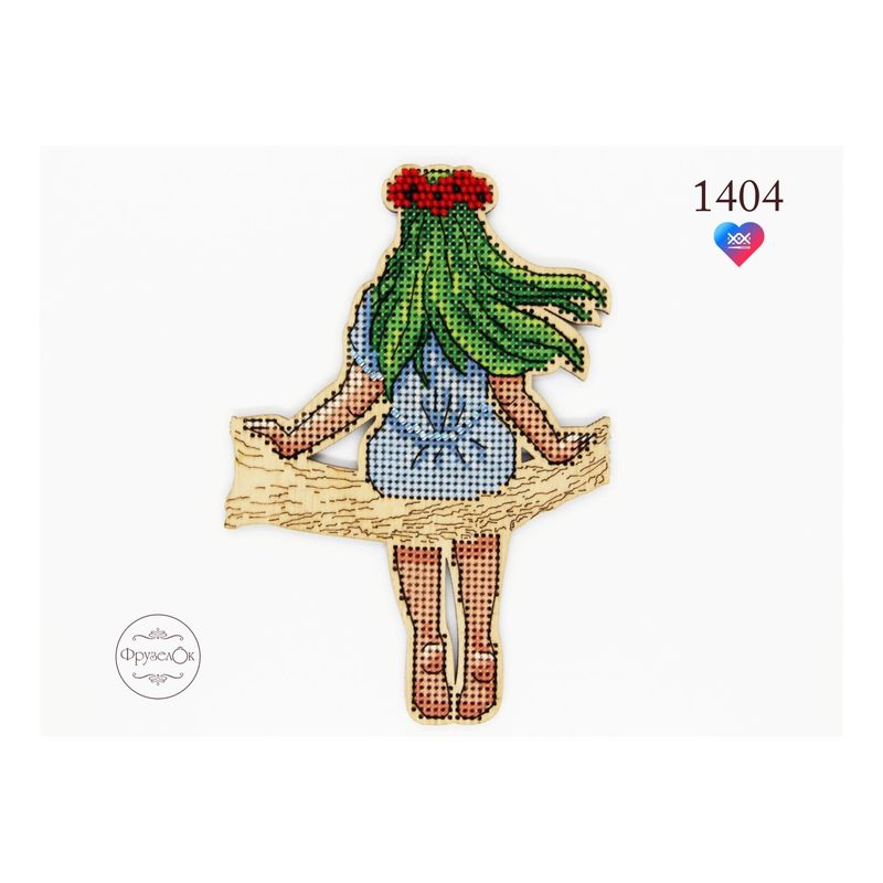 DIY Cross stitch kit on wood "Mavka" 5.5x3.7 in / 14.0x9.5 cm