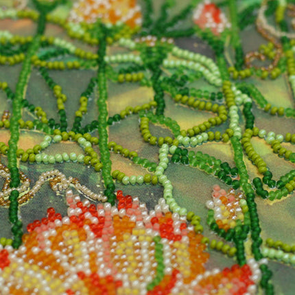 DIY Bead Embroidery Kit "Lotuses at sunset" 9.8"x13.0" / 25.0x33.0 cm