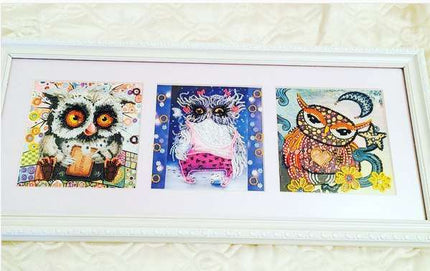 DIY Bead Embroidery Kit "Owl and alarm clock"  5.9"x5.9" / 15.0x15.0 cm