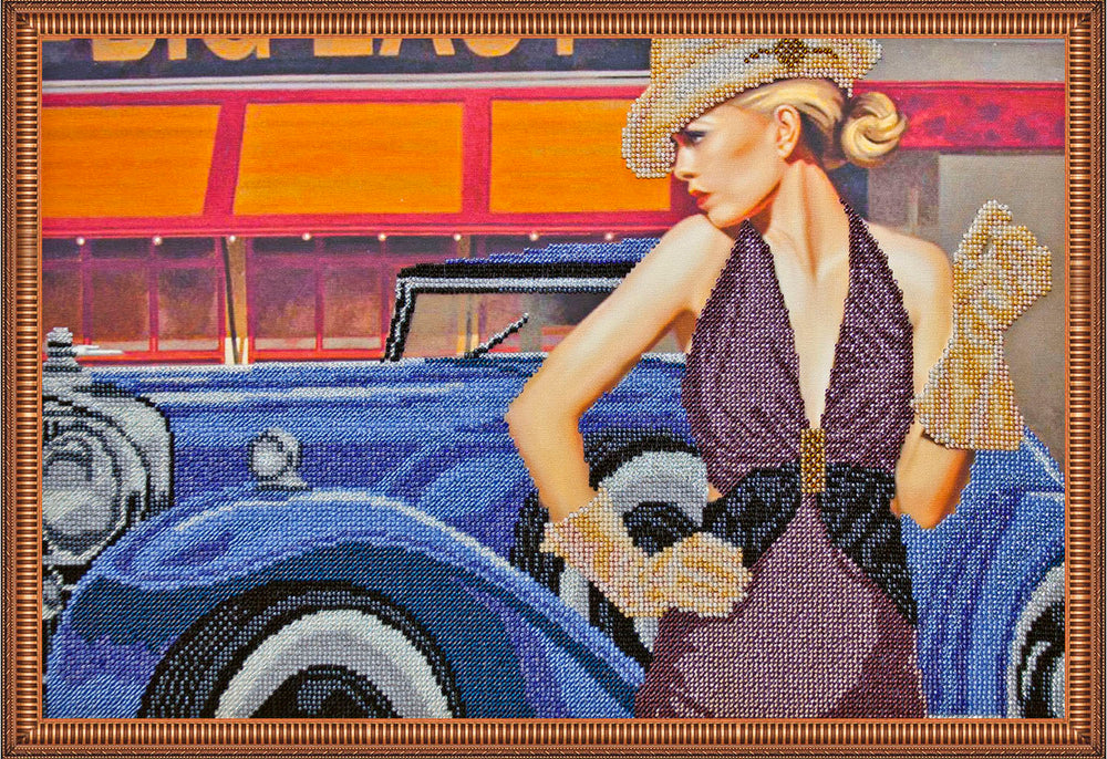 DIY Bead Embroidery Kit "Retro travel – 1" 18.1"x11.8" / 46.0x30.0 cm