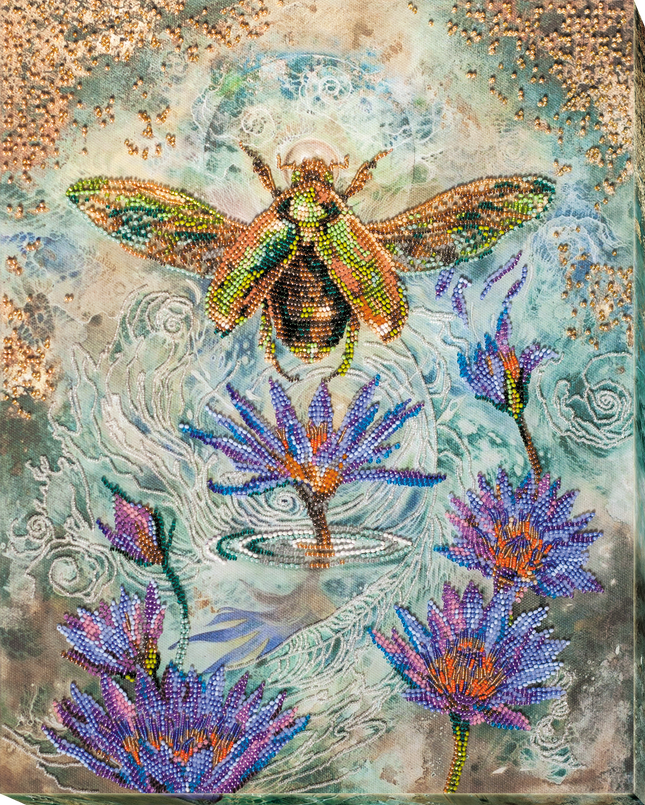 DIY Bead Embroidery Kit "Golden beetle" 11.8"x14.6" / 30.0x37.0 cm