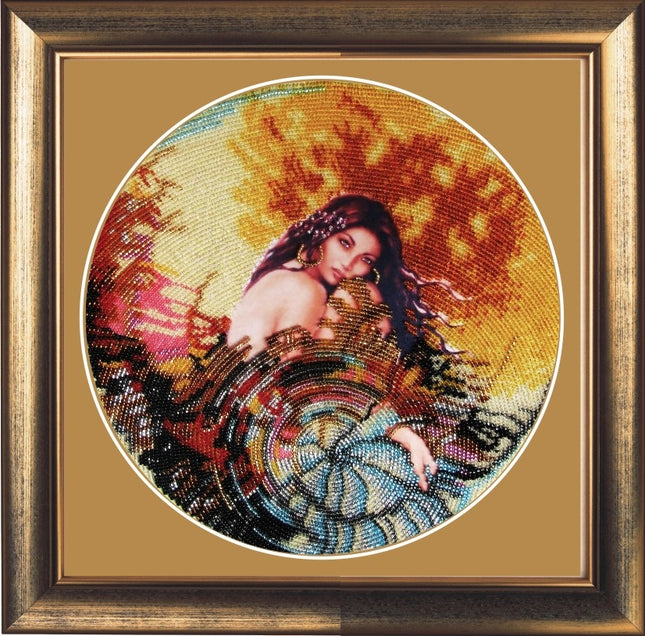 DIY Bead Embroidery Kit "Esmeralda" 9.8"x9.8" / 25.0x25.0 cm