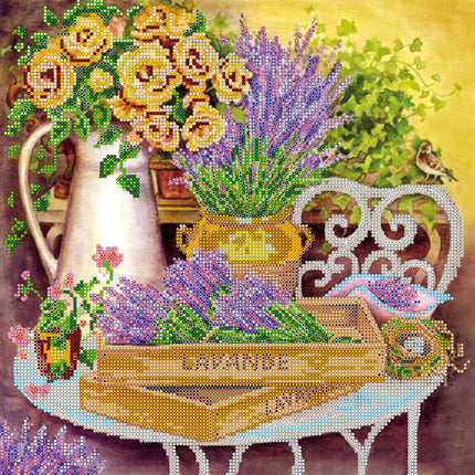 Canvas for bead embroidery "Lavender" 11.8"x11.8" / 30.0x30.0 cm