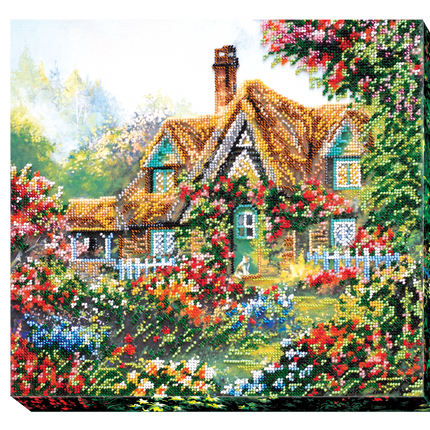 DIY Bead Embroidery Kit "Home Sweet Home" 12.6"x12.6" / 32.0x32.0 cm