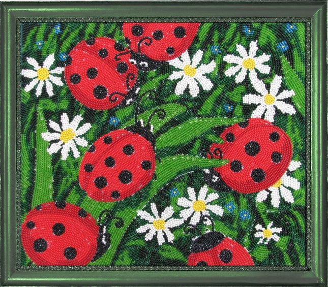 DIY Bead Embroidery Kit "Ladybugs" 9.4"x11.0" / 24.0x28.0 cm